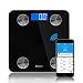 Produktbild Digitale Körperfettwaage mit APP, Smart Bluetooth Digital Personenwaage Körperfett Waage Körperwaage mit BIA Technologie für Körperfettanalyse /BMI-Rechner / BMR / Fitness-Monitor / Badezimmerskala / Wasser Muskel etc, 180kg Kapazität, Batterie eingeschlossen, Schwarz
