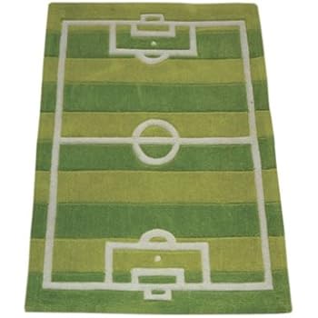Tapis Enfants Football 3D Terrain De Foot - Tapis De Salon Antidérapant Pour Chambre Garçon - Vert Gris Orange (120 X 160 Cm)
