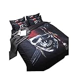 ❤ Diseño: ropa de cama de cráneo de poliéster, calavera de la muerte, calavera pirata