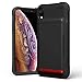 Produktbild VRS Design iPhone XR Hülle [Schwarz + Rot] Kartenfach Halbautomatik Schiebetüren Stoßsichere Handyhülle [Damda Shield] kompatibel mit Apple iPhone XR 6,1 Zoll (2018)