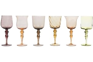 BITOSSI HOME DISEGUALE Set 6 Calici Forme Assortite H 23 cm- Texture Nuance Ambra/Rosa