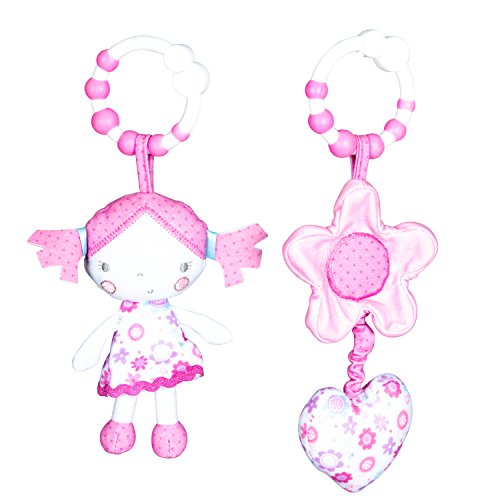 2 Pack Of Red Kite Girls Pink Princess Pollyanna Clip On Buggy/Stroller/Car Seat Toys