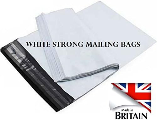 50 Premium White Strong Mailing Bags 10" x 14" (25 x 35 cm) Permanent Self-Seal Glossy