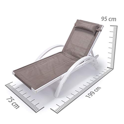 Liegestuhl Caribic | verstellbare Rückenlehne | 100% wetterfeste Gartenliege | Sonnenliege mit Armlehnen | Gartenmöbel aus Holz weiß gestrichen - 6