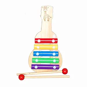 Happie Shopping Guitar Xylophone for Kids Wooden Musical Toy, Guitar Shaped Musical Toy for Children Multicolor (Pack of 1)