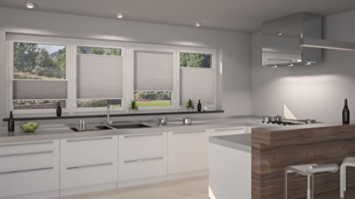 DecoProfi PLISSEE grau, verspannt, Breite 35cm x 130cm (max. Gesamthöhe Fensterflügel), mit Klemmträger / Klemmfix / ohne Bohren - 7