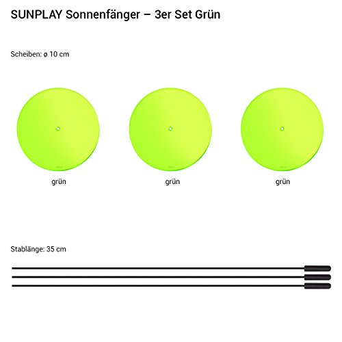 SUNPLAY „Sonnenfänger-Scheiben“ in GRÜN, 3 Stück je 10 cm Durchmesser im Set + 35 cm Schwingstäbe - 2