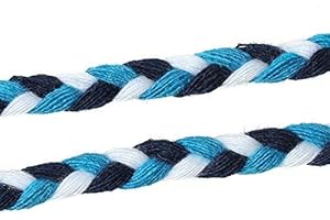 ‎SIAURA MATERIAL SiAura Material ® - 10m Schnur aus Baumwolle, 7mm dick, dunkelblau-hellblau-weiß gestreift