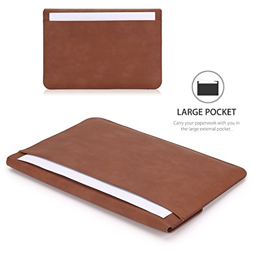 MoKo MacBook 11.6 Zoll Laptop Hülle – PU Leder Laptoptasche Tasche Nubuck Fibre Interior Schutzhülle Notebooktasche Aktentasche Wallet Case Sleeve mit Karten-Slot für Apple MacBook 11.6 Zoll, Braun - 7