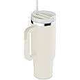 YOUEXPERT 30 oz Tumbler with Handle and Straw with lid Stainless Steel Adventure Quencher Travel Tumbler 30 oz - cream