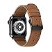 Produktbild Mumuj Armband für Verbindungsadapter Luxury Strap Band für Apple Watch Serie 4 44mm, Leder Uhrenarmband Anpassbare Bequemen Ersatz Armbänder mit Leather Wristband Band (Braun)