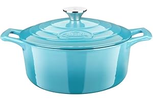 LA CUISINE FOR LIFE La Cuisine Pentola in ghisa smaltata interno in smalto nero opaco, esterno in smalto verde acqua lucido 4,75 litri, diametro 26 cm Adatto al forno