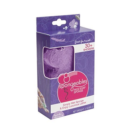 Spongeables 30 Plus Pedi Scrub Infused Foot Buffer with Purple Lavender Chamomile Scent