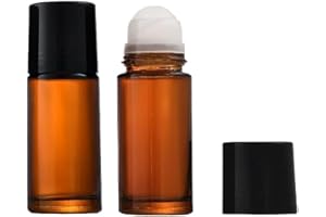 Wyjuan 2 x braune Glasflaschen für ätherische Öle, nachfüllbare Roll-on-Flaschen, leere Deo-Flaschen, Behälter für Duftroller, nachfüllbare Behälter, Zubehör (50 ml)