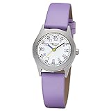 Regent Kinder-Armbanduhr Elegant Analog Leder-Armband lila Quarz-Uhr Ziffernblatt weiß URF1120