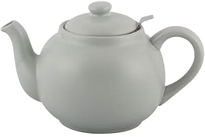 PLINT Simple & Stylish Ceramic Teapot, Globe Teapot with Stainless Steel Strainer, Ceramic Teapot for 6-8 cups, 1500 ml Ceramic Teapot, Flowering Tea Pot, TeaPot for Blooming Tea, Leaf Color