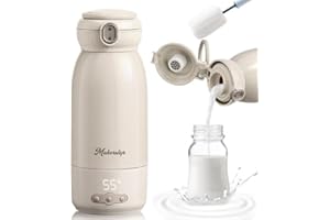Chauffe biberon nomade, Peut être chauffé, Chauffage rapide en 3 minutes, maintenu au chaud et stérilisé,Grande Capacité de 500ml,Grande batterie de 10400 mAh, Brosse de nettoyage gratuite