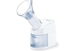 Beurer SI 40 Nébuliseur à vapeur, pour l'humidification de la bouche, du nez et de la gorge, nébulisation de solution saline et d'huiles essentielles, humidificateur d'air, extra silencieux