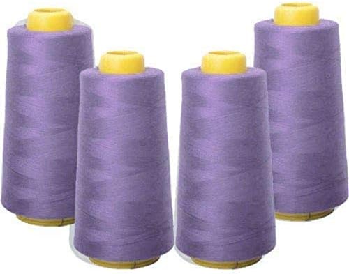 DIY Crafts 1500M Overlock Sewing Thread Light Purple Yard Spools Cone(Pack of 4 Spools)