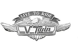 Highway Hawk 01-299 Live To Ride V Twin Self-Adhesive Emblem, Small
