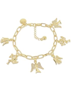 Bettelarmband Schutzengel mit Kristallen von Swarovski® Gold NOBEL SCHMUCK