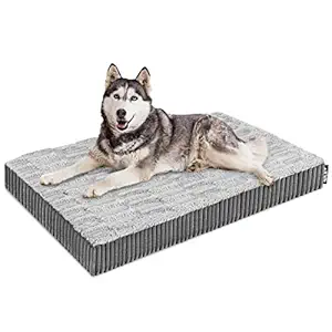 MIXJOY Dog Bed for Large Medium Small Dogs, Memory Foam Orthopedic Pet Sofa Bed, Joint Relief Soft Crate Bed Mattress, Anti-Slip Bottom, Waterproof Design for Removable Washable Cover (35'')