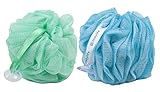 Bodylife Exfoliating Bath & Shower Body Puff/Scrunchie/Buffer Kingfisher Blue & Green 55g Twin Pack