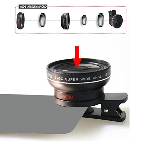 Yukong Universal Professional HD Camera Lens Kit with Mobile 0.45X Super Wide Angle Lens 12.5X Super Macro Lens for iPhone 6S / 6S Plus / 6 / 5s /Samsung Galaxy All Smartphones (Black)