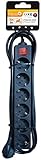 Máximo: 3680W 16A / 250V Garza Power - Base múltiple Basic de 6 tomas Schuko, cable 1.5mm x 3 metros, color Negro