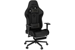 Anda Seat Jungle 2 Pro Escritorio ergonómica de Piel con Cuello y Respaldo Lumbar, Asiento, sillas de Juego para Adultos y Adolescentes, Medium, Negro