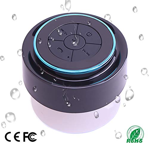 Altavoz de Ducha  Altavoz Bluetooth Completamente Impermeable con Radio FM, Tiempo de Juego de 6 Horas, Ventosa edificada, micrófono Integrado, Manos Libres.