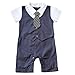 TiaoBug Baby Boys Gentleman Romper Jumpsuit Suit Hat Bowtie Communion Party Bodysuit Clothing 6-9 Months Navy Blue