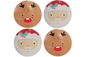 HILLTOP SUPPLIES Christmas Table Placemats 4 Pack Santa & Reindeer 32cm | Christmas Placemats | Christmas Table Decorations | Kids Placemats, Festive Placemats