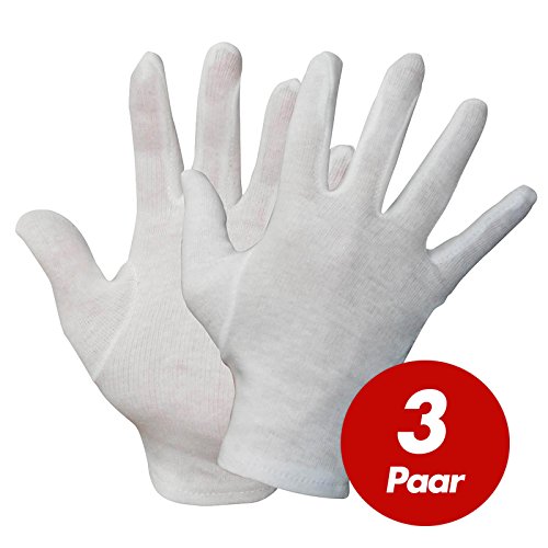 Preisvergleich Produktbild NITRAS Baumwoll Trikot-Handschuhe 531x - Unterziehhandschuhe weiß, Handschuhe fusselfrei - VPE 3 Paar, Größe:7 (S)