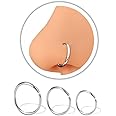 VYIZERR 3pk Nose Rings Hoops Silver, Thin Snug Surgical Steel Nose Septum Tragus Earring lip Nostril Piercing Jewelry for Women, 20g guage + 3 Size in 1- Pack 6mm 8mm 10mm, Snug, Surgical Stainless