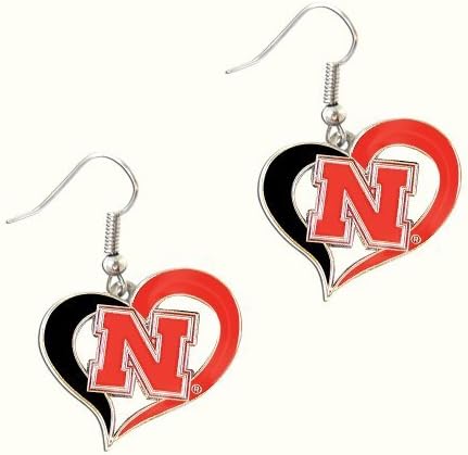 Rick Ncaa Nebraska Corn Huskers Swirl Heart Shape Dangle Logo Earring Set Charm Gift by Rick