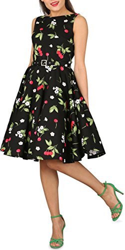 BlackButterfly 'Audrey' Vestido Vintage Joy Años 50 (Negro Rojo, ES 5