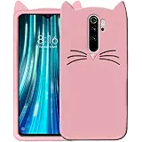 Unirock® Cute Kitty Back Case Cover for Redmi Note 8 Pro| 3D Cute Kitty Case |Soft Rubber Back Cover for Redmi Note 8 Pro-Pink