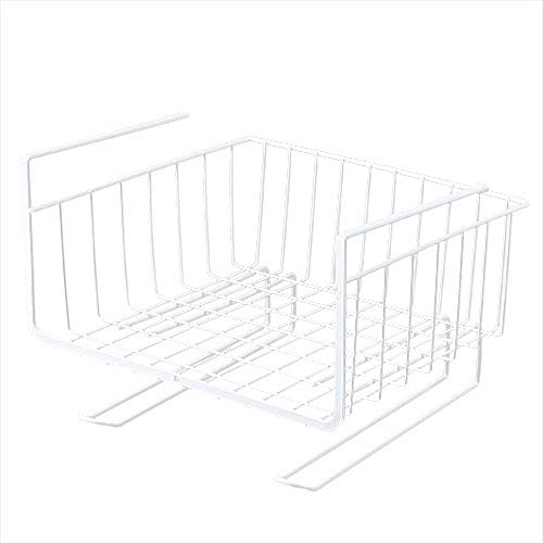 HOMIXESUnder Shelf Storage Basket Hanging Under Cabinet Wire Basket Organizer Rack Paper Towel Roll Dispenser Napkins Holder for Kitchen Pantry Desk Bookshelf Cupboard