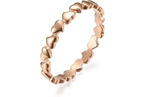 Whoiy Herz Ring Rosegold, Freundschaftsring Damen Edelstahl Ring In Herzform für Frauen Kostenlos Gravieren