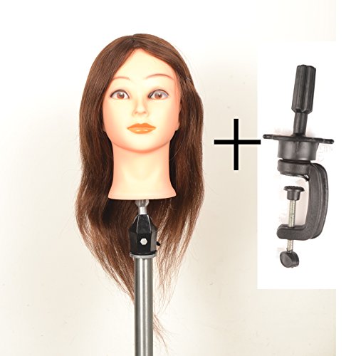 Hairdressing 100% Real Hair Training Head with clamp