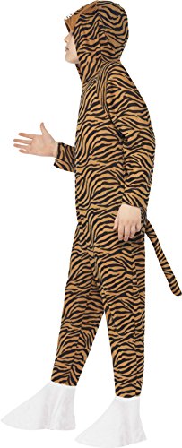 Smiffys Children's Unisex All In One Tiger Costume, Jumpsuit with Hood, Party Animals, SIze:M, Colour: Orange and Black, 27991