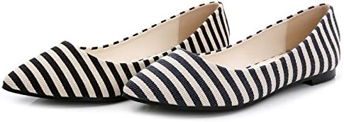 FYM SHOES DYF Women's Shoes Large Size Sharp Low Heel Shallow Mouth Stripes,Blue,40