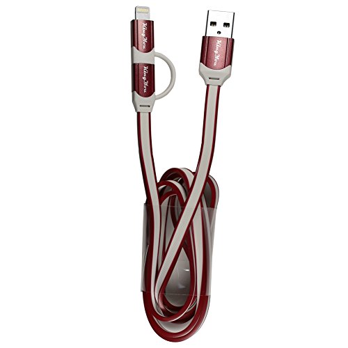 Kingyou 2 in 1 Lightning USB Kabel 1m Ladekabel USB Datenkabel geeignet für iPhone 6plus iPhone5c 5s iPad und Huawei Samsung Sony Usw Android Smartphones (Rot) - 6
