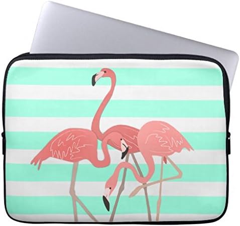 Flamingo Trio on Stripes Laptop Computer Sleeves Laptop Sleeve 15/15.6 Inch,Notebook/MacBook Pro/MacBook Neoprene Air Laptop Computer Sleeves