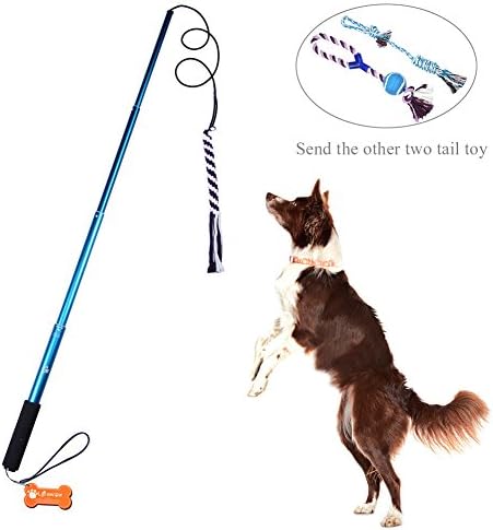 Lalawow Dog Teaser Toy for Training Exercising Lightweight Aluminium Alloy (Large, Blue)