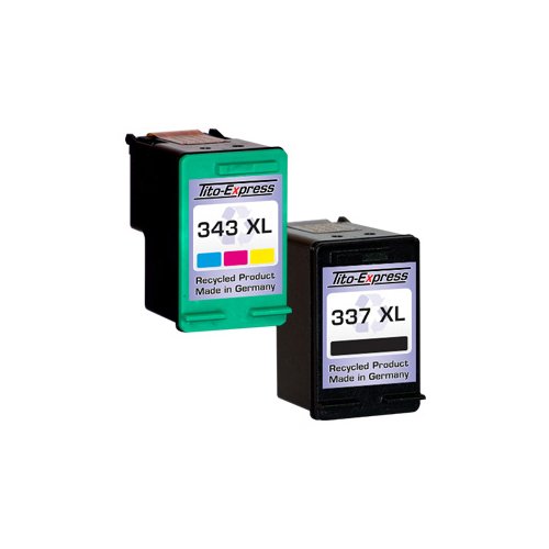Set 2x Druckerpatrone für HP 337 XL HP 343 XL Officejet 6310 6310 6315 H470 Pro K7100 PlatinumSerie - 2