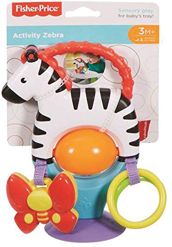 Fisher-Price Mon zèbre d'activités jouet d'éveil bébé sur ventouse, anneaux, papillon suspendu, textures et sons de hochets, dès 3 mois, FGJ11 – Image 10