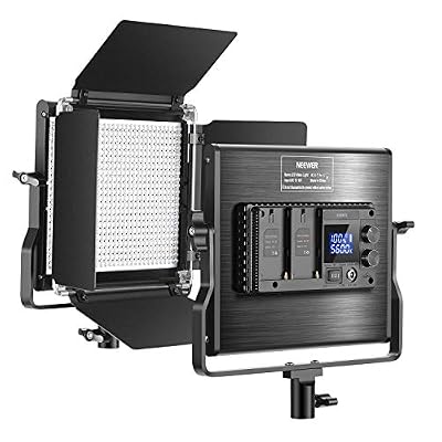 Neewer 660 LED Panneau Version Améliorée - Lumière Vidéo Photo Réglable avec LCD, Eclairage LED pour Studio Vidéo Youtube Photographie Produit, 660 LED CRI 96+, avec Support U et Coupeflux