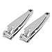 TOOGOO(R) 2 Pcs Sharp Metal Fingernail Nail Clippers Cutters Silver Tone